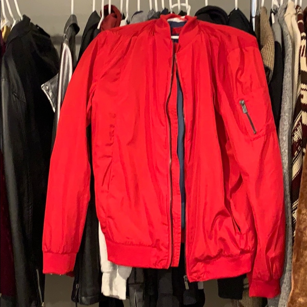 Red bomber jacket